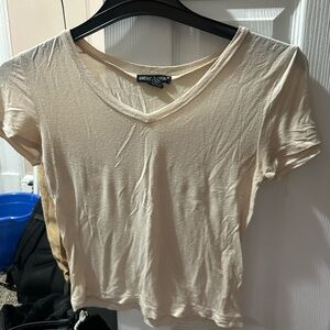 Women's Cream V-Neck Top